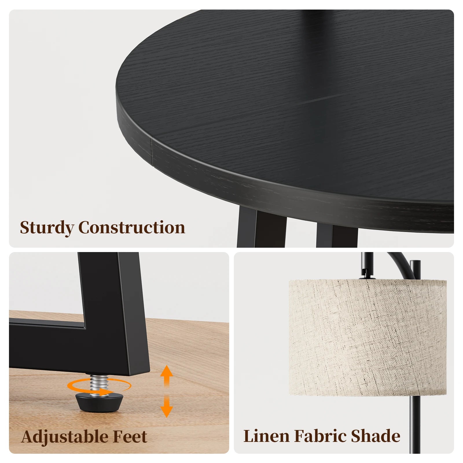 Maliowa Floor Lamp with Table, Attached End Table with Dimmable Lamp &amp; Charging Station, Side Table Lamps for Living Room Bedroom