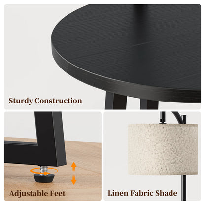 Maliowa Floor Lamp with Table, Attached End Table with Dimmable Lamp &amp; Charging Station, Side Table Lamps for Living Room Bedroom