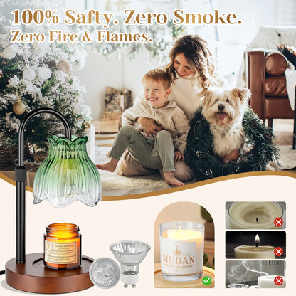 Maliowa Candle Warmer Lamp with Timer &amp; Dimmer - Adjustable Height Electric Candle Warmer, Gift for Women, Birthdays &amp; Housewarmings