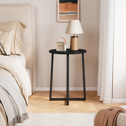 Small End Table for Living Room Bedroom, Round Side Table with Metal Legs, Accent Table for Small Spaces