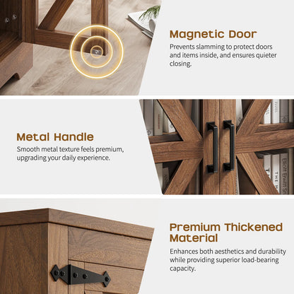 Curlaky Farmhouse Nightstand with Charging Station, Night Stand Side Table with Storage Cabinet, End Table with Adjustable Shelf, Side Tables Bedroom