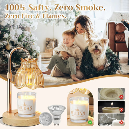Maliowa Candle Warmer Lamp with Timer &amp; Dimmer - Adjustable Height Electric Candle Warmer, Gift for Women, Birthdays &amp; Housewarmings