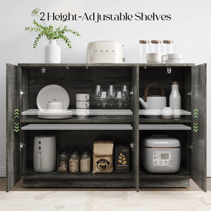 CURLA Sideboard Buffet Cabinet with Storage, 47" Fluted Coffee Bar Cabinet with Adjustable Shelves, Accent Sideboard Cabinet for Living Room Kitchen