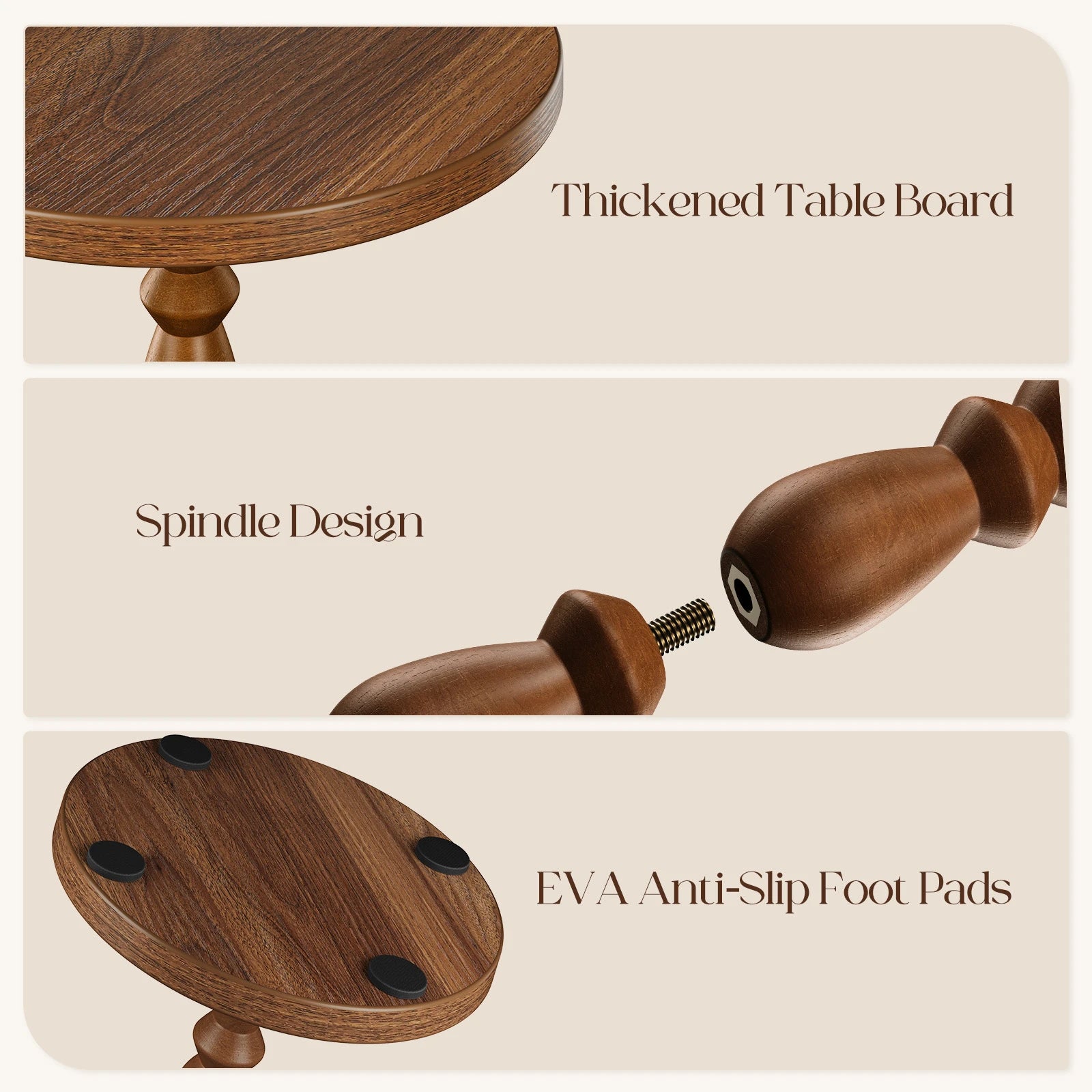 Maliowa Small Side Table, Round End Tables with Solid Wood Leg, Accent Drink Table for Living Room Bedroom Small Spaces