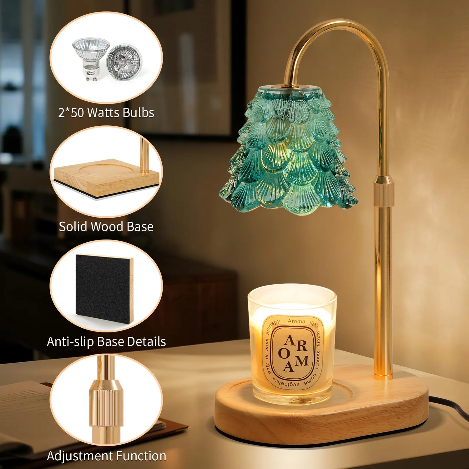 Yoobure Electric Candle Warmer Lamp with Timer, Dimmable Candle Lamp Warmer for Jar Candles, Christmas Wax Melt Wamer, House Warming Birthday Gifts