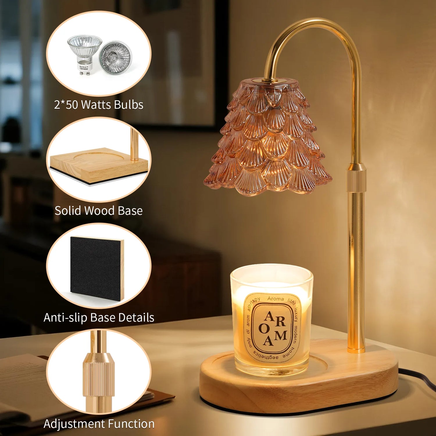 Yoobure Electric Candle Warmer Lamp with Timer, Dimmable Candle Lamp Warmer for Jar Candles, Christmas Wax Melt Wamer, House Warming Birthday Gifts