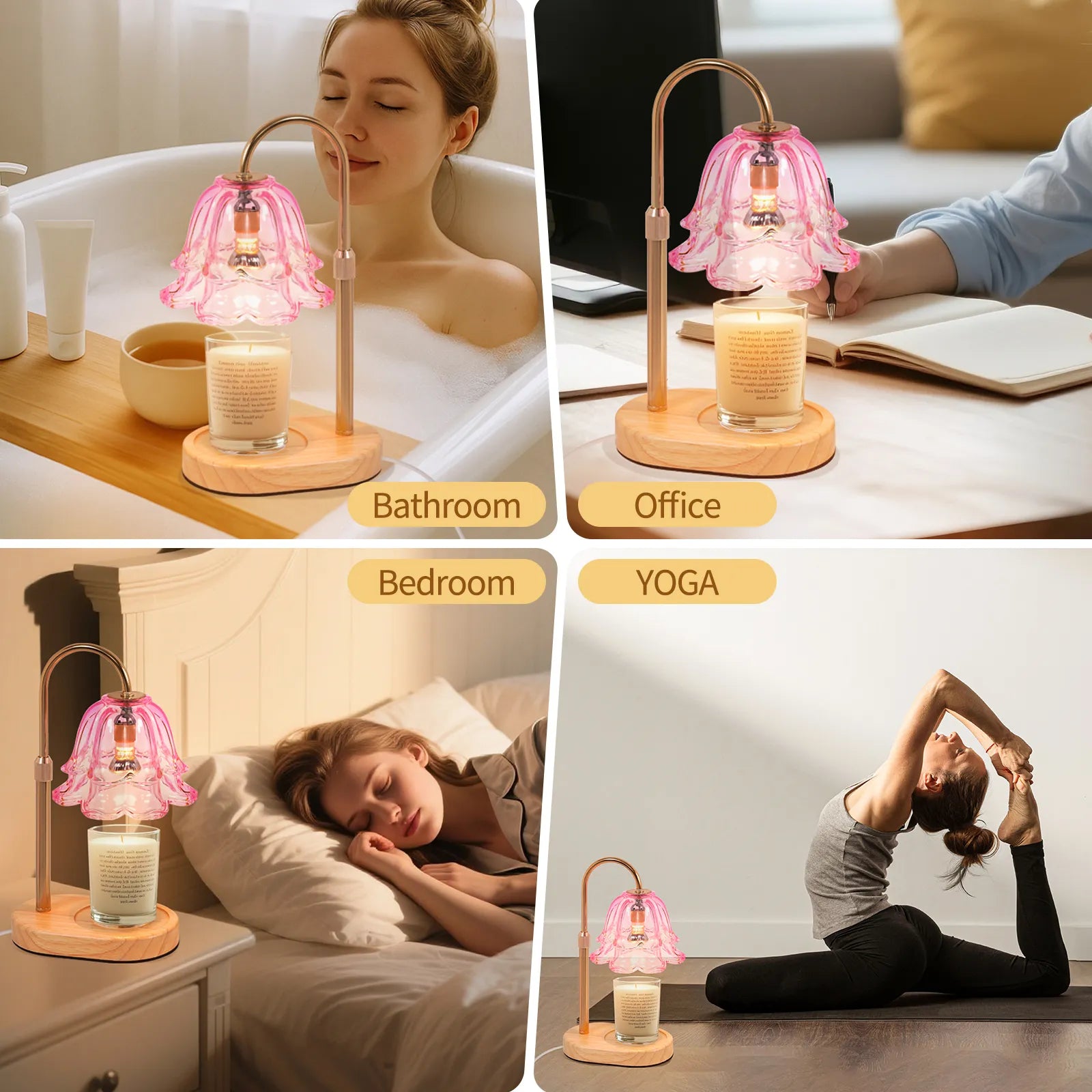 Yoobure Flower Candle Warmer Lamp with Timer and Dimmer, Electric Candle Warming Lamps, Adjustable Wax Melter Wamers Light for Jar Candles, Women Gift
