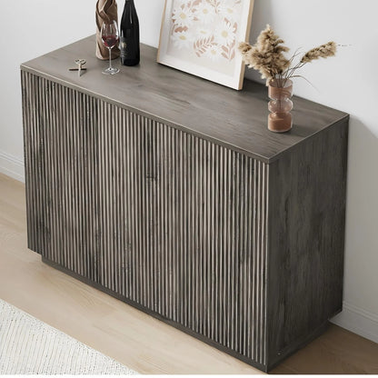 CURLA Sideboard Buffet Cabinet with Storage, 47" Fluted Coffee Bar Cabinet with Adjustable Shelves, Accent Sideboard Cabinet for Living Room Kitchen