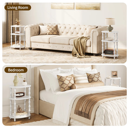 Maliowa 3-Tier Side Table, Small End Table for Living Room Bedroom, Accent Table Nightstand with Storage Shelf for Narrow Spaces