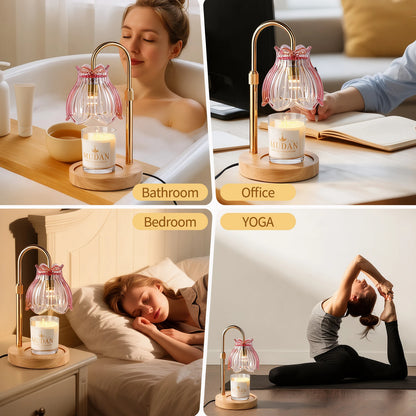 Maliowa Candle Warmer Lamp with Timer &amp; Dimmer - Adjustable Height Electric Candle Warmer, Gift for Women, Birthdays &amp; Housewarmings