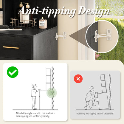 Vanity Desk with Mirror and Lights, Makeup Vanity Desk with Drawers &amp; Cabinet, Vanities with Upholstered Chair, Black Makeup Table with Storage Shelves, Girls Dressing Table for Bedroom