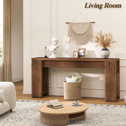 71" Long Console Table, Wood Farmhouse Entryway Table for Living Room,Narrow Sofa Table for Front Door,Entry, Hallway,Brown