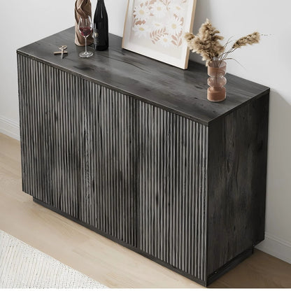 CURLA Sideboard Buffet Cabinet with Storage, 47" Fluted Coffee Bar Cabinet with Adjustable Shelves, Accent Sideboard Cabinet for Living Room Kitchen