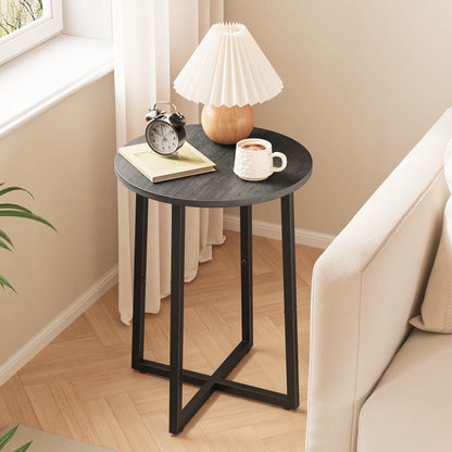 Small End Table for Living Room Bedroom, Round Side Table with Metal Legs, Accent Table for Small Spaces
