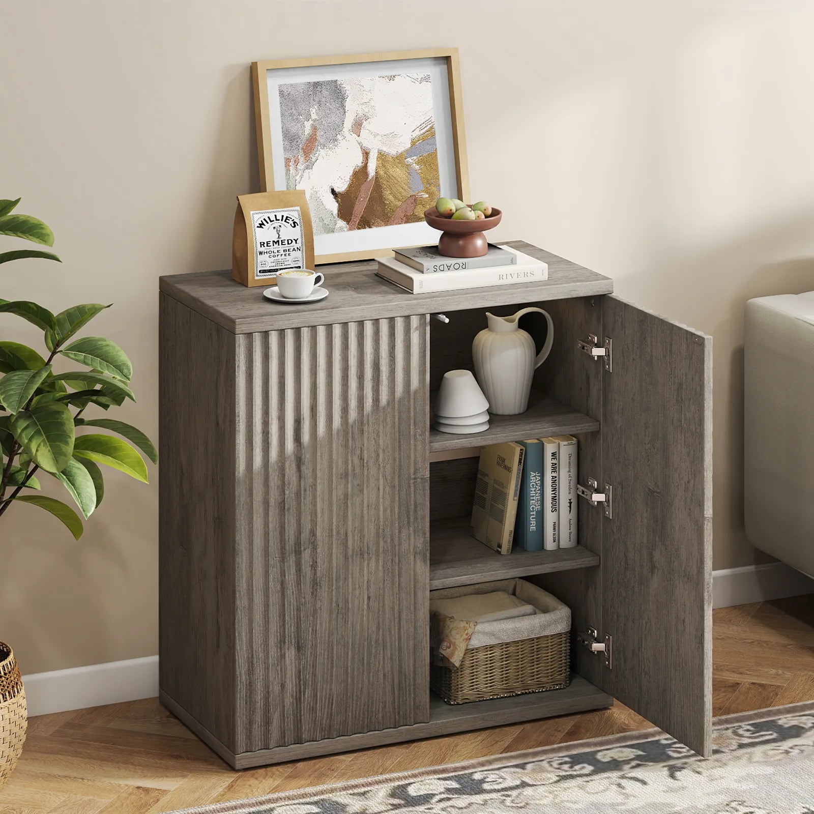 CURLA Sideboard Buffet Cabinet with Doors and Adjustable Shelves