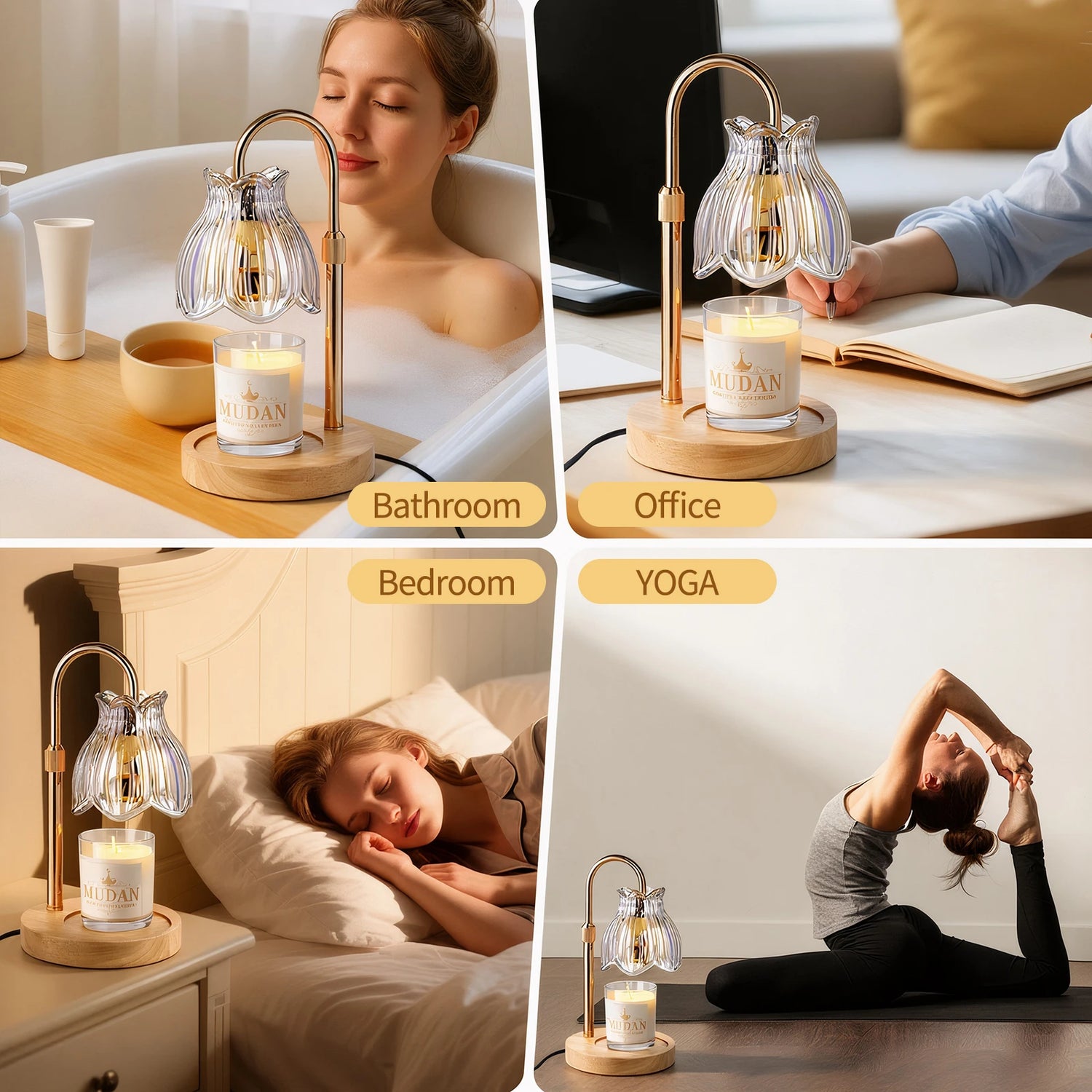 Maliowa Candle Warmer Lamp with Timer &amp; Dimmer - Adjustable Height Electric Candle Warmer, Gift for Women, Birthdays &amp; Housewarmings