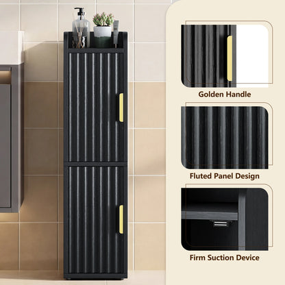 Maliowa Small Bathroom Storage Cabinet, Narrow Toilet Paper Storage Cabinet with 2 Doors &amp; Adjustable Shelves, Slim Storage Cabinets for Small Space