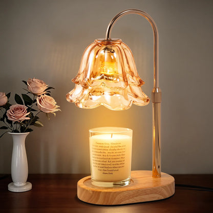 Yoobure Flower Candle Warmer Lamp with Timer and Dimmer, Electric Candle Warming Lamps, Adjustable Wax Melter Wamers Light for Jar Candles, Women Gift