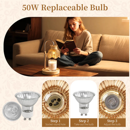 Maliowa Candle Warmer Lamp with Timer &amp; Dimmer - Adjustable Height Electric Candle Warmer, Gift for Women, Birthdays &amp; Housewarmings
