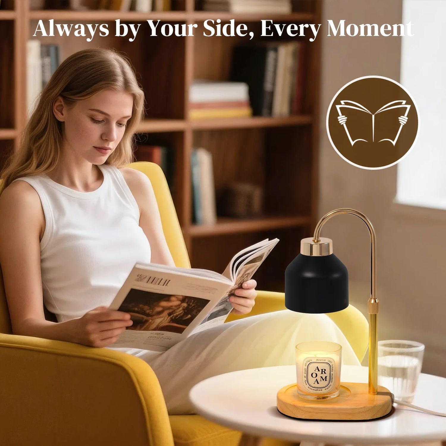 Electric Candle Warmer Lamp with Timer Dimmable, Adjustable Height Candle Lamp Warmer - Gifts for Christmas Home Decor，Black