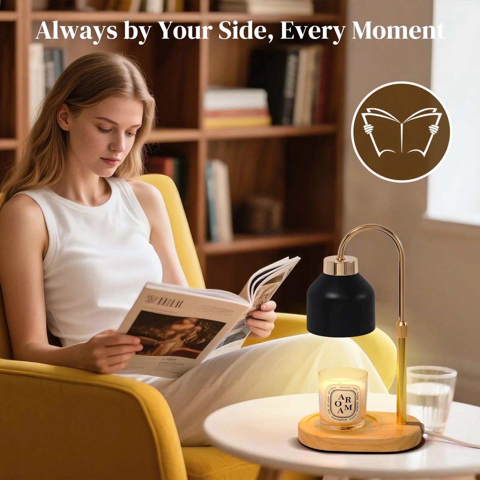 Electric Candle Warmer Lamp with Timer Dimmable, Adjustable Height Candle Lamp Warmer - Gifts for Christmas Home Decor，Black