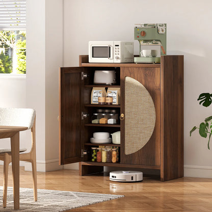 CURLA Rattan Shoe Cabinet Storage for Entryway, Entry Way Shoe Storage Cabinet with Adjustable Shelves, Wood Shoe Organizer Cabinet, Accent Cabinet with Doors for Entrance Hallway Living Room Foyer