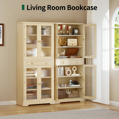 Curlaky 72" Kitchen Pantry Cabinet with Doors and Adjustable Shelves, Tall Kitchen Pantry Storage Cabinet with Drawers, Wood Food Storage Cabinets, Freestanding Cupboard for Dining Room, Living Room
