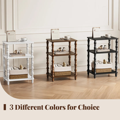 Maliowa Small Side Table with 3-Tier Shelf, Narrow Wood End Table for Small Spaces, Living Room Bedroom