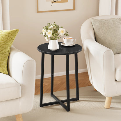 Small End Table for Living Room Bedroom, Round Side Table with Metal Legs, Accent Table for Small Spaces