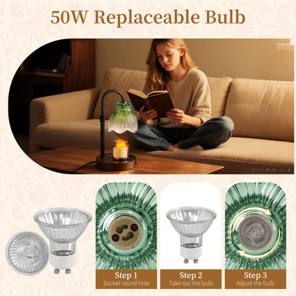 Maliowa Candle Warmer Lamp with Timer &amp; Dimmer - Adjustable Height Electric Candle Warmer, Gift for Women, Birthdays &amp; Housewarmings