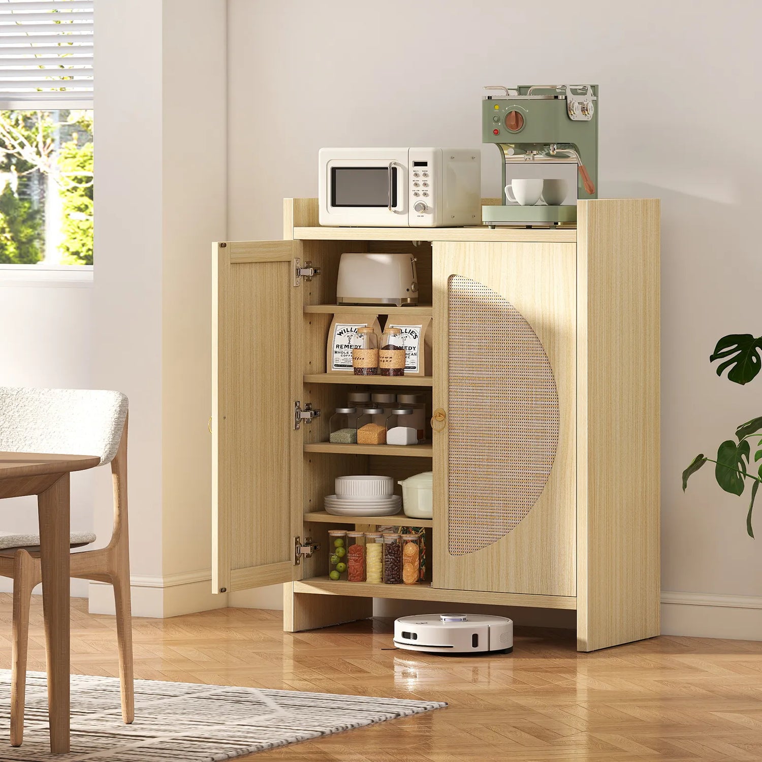 CURLA Rattan Shoe Cabinet Storage for Entryway, Entry Way Shoe Storage Cabinet with Adjustable Shelves, Wood Shoe Organizer Cabinet, Accent Cabinet with Doors for Entrance Hallway Living Room Foyer