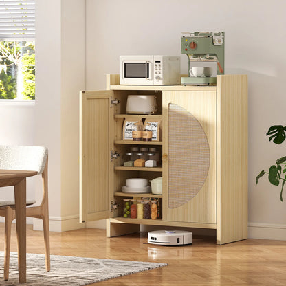 CURLA Rattan Shoe Cabinet Storage for Entryway, Entry Way Shoe Storage Cabinet with Adjustable Shelves, Wood Shoe Organizer Cabinet, Accent Cabinet with Doors for Entrance Hallway Living Room Foyer