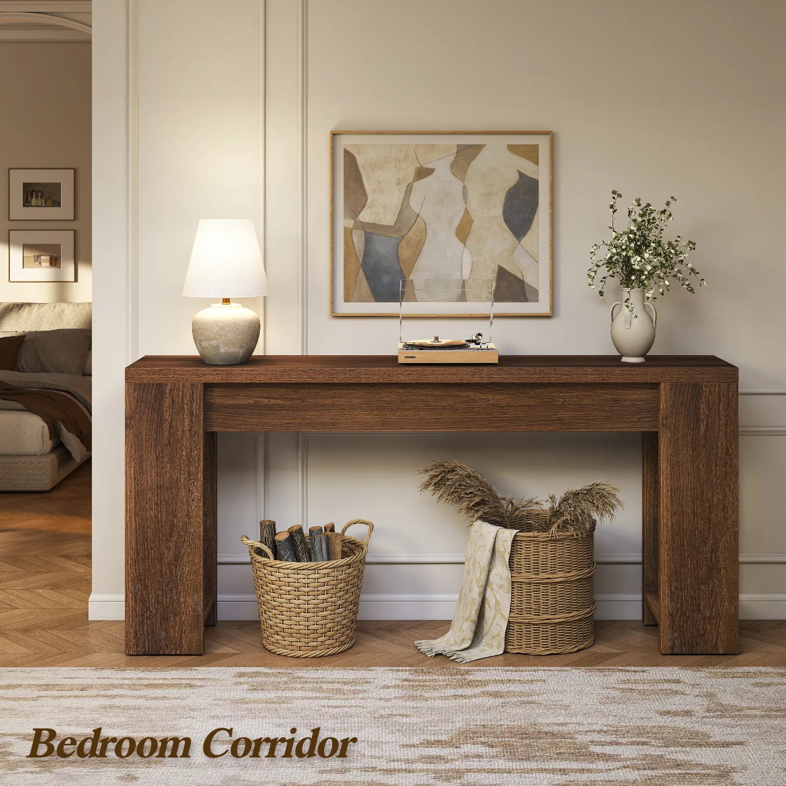 71" Long Console Table, Wood Farmhouse Entryway Table for Living Room,Narrow Sofa Table for Front Door,Entry, Hallway,Brown