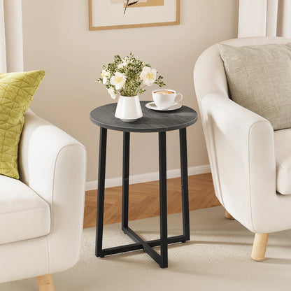 Small End Table for Living Room Bedroom, Round Side Table with Metal Legs, Accent Table for Small Spaces