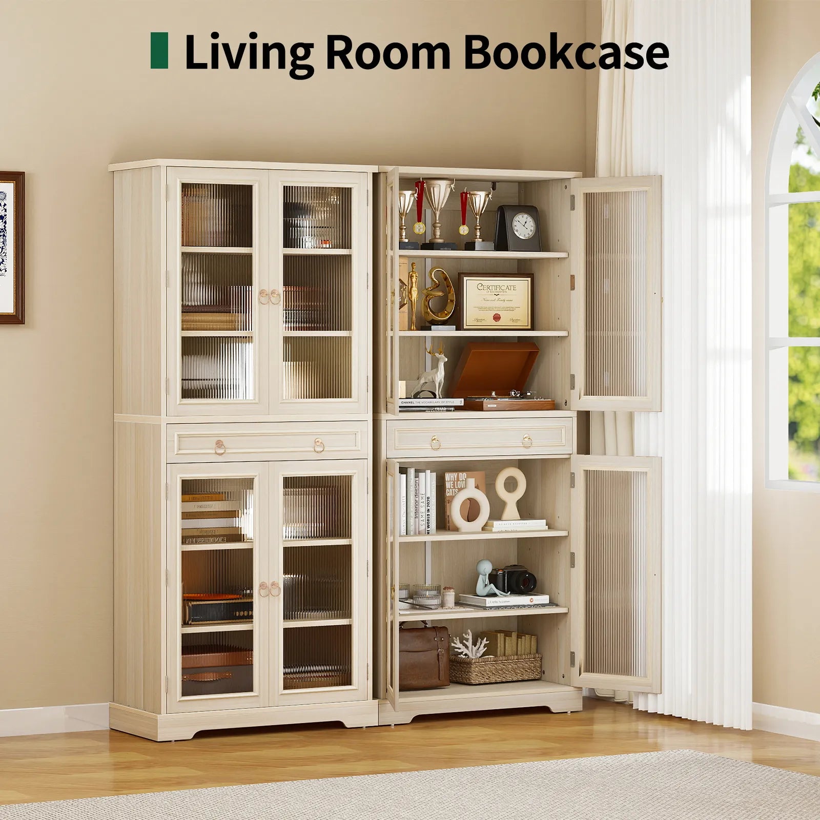 Curlaky 72" Kitchen Pantry Cabinet with Doors and Adjustable Shelves, Tall Kitchen Pantry Storage Cabinet with Drawers, Wood Food Storage Cabinets, Freestanding Cupboard for Dining Room, Living Room