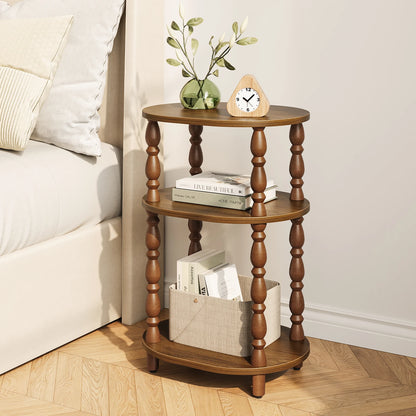 Maliowa 3-Tier Side Table, Small End Table for Living Room Bedroom, Accent Table Nightstand with Storage Shelf for Narrow Spaces
