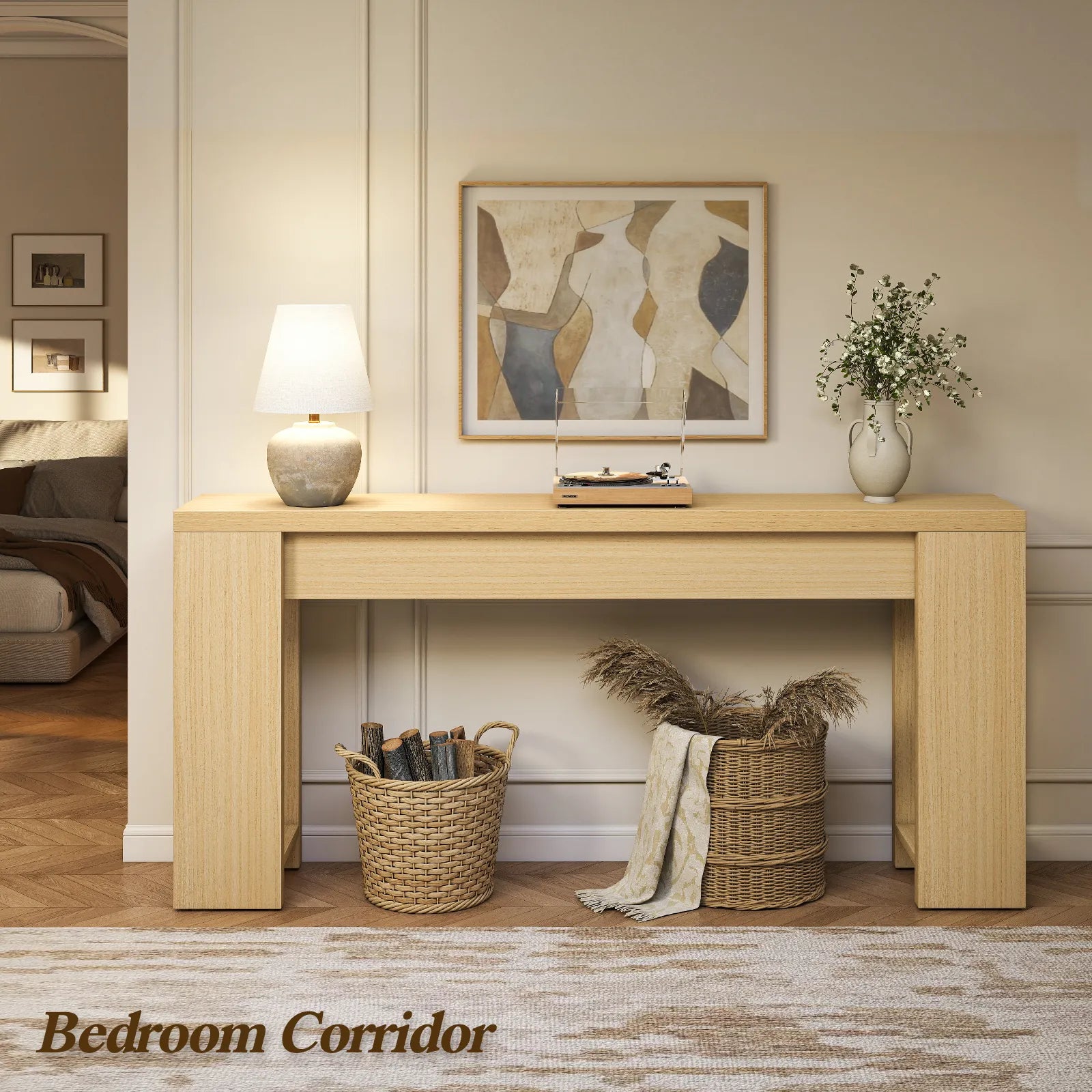 71" Long Console Table, Wood Farmhouse Entryway Table for Living Room,Narrow Sofa Table for Front Door,Entry, Hallway,Brown