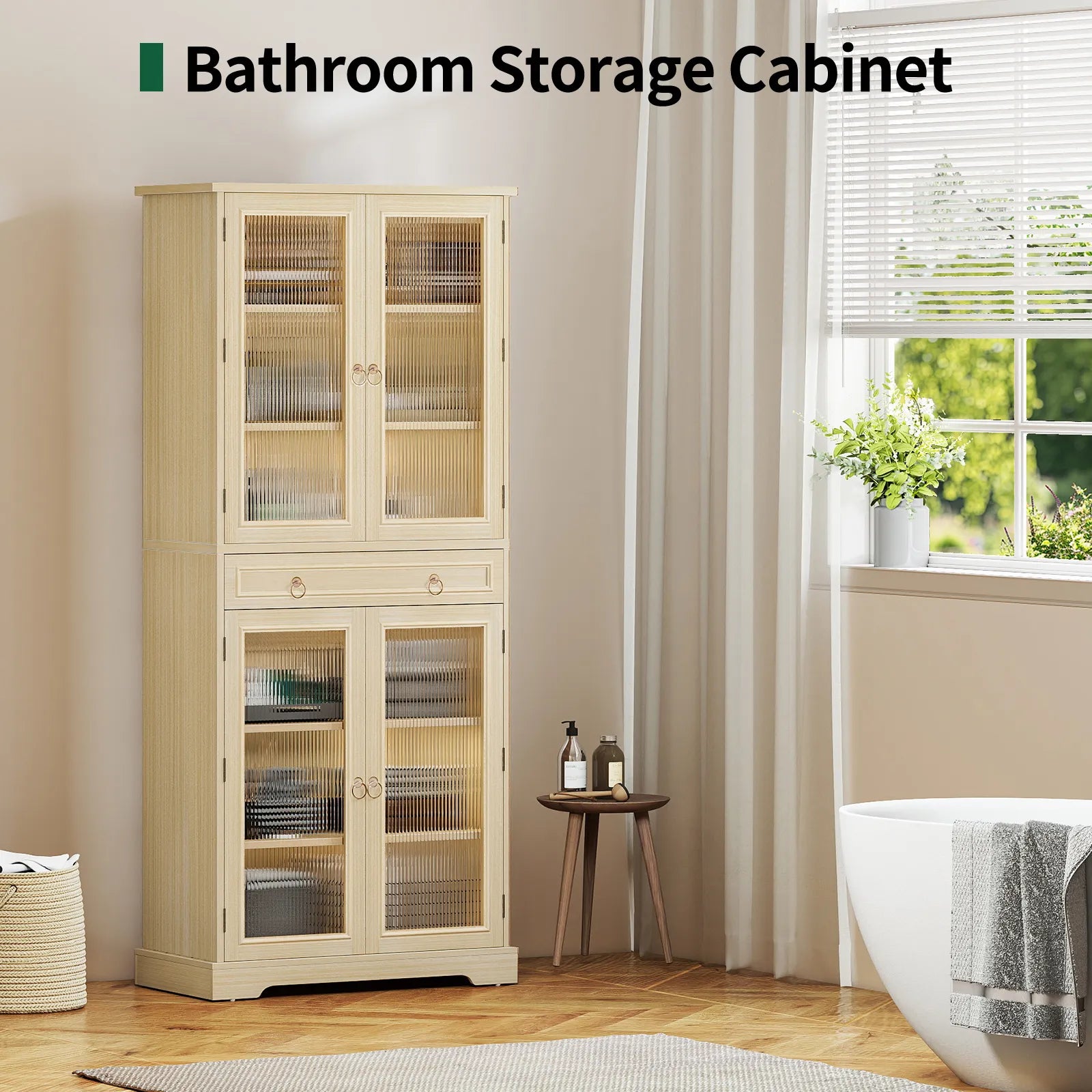 Curlaky 72" Kitchen Pantry Cabinet with Doors and Adjustable Shelves, Tall Kitchen Pantry Storage Cabinet with Drawers, Wood Food Storage Cabinets, Freestanding Cupboard for Dining Room, Living Room
