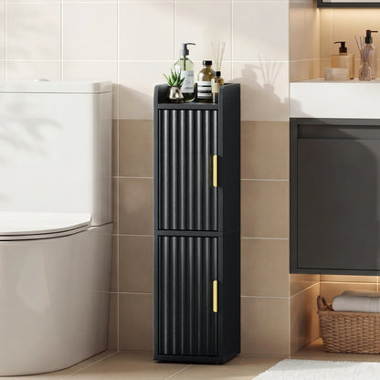 Maliowa Small Bathroom Storage Cabinet, Narrow Toilet Paper Storage Cabinet with 2 Doors &amp; Adjustable Shelves, Slim Storage Cabinets for Small Space