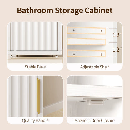Maliowa Small Bathroom Storage Cabinet, Narrow Bathroom Cabinet with Fluted Door&amp;Adjustable Shelf, Wood Toilet Paper Storage Cabinets for Small Space