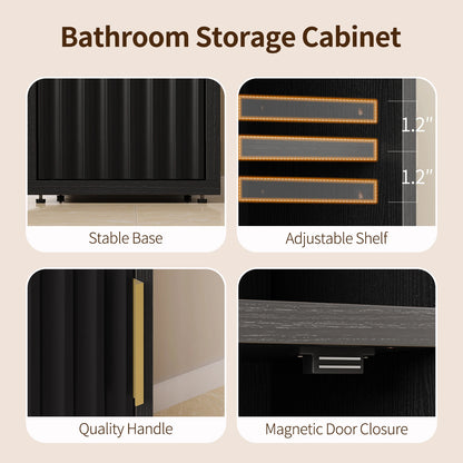 Maliowa Small Bathroom Storage Cabinet, Narrow Bathroom Cabinet with Fluted Door&amp;Adjustable Shelf, Wood Toilet Paper Storage Cabinets for Small Space