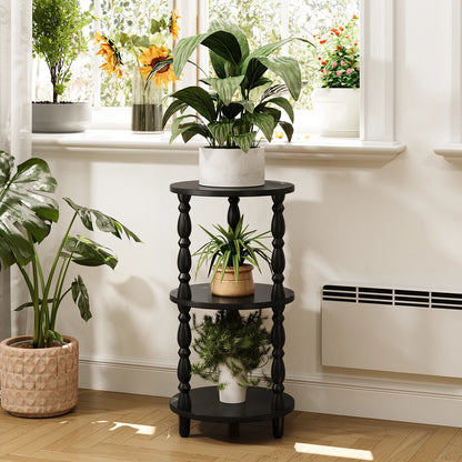 Maliowa 3-Tier Side Table, Small Round End Table for Living Room Bedroom, Accent Table Narrow Nightstand with Storage Shelf